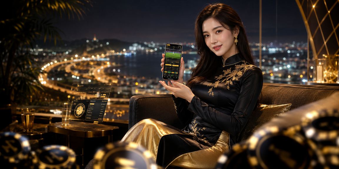 Người dùng chơi casino trên điện thoại tại Đà Lạt trong trang phục áo dài