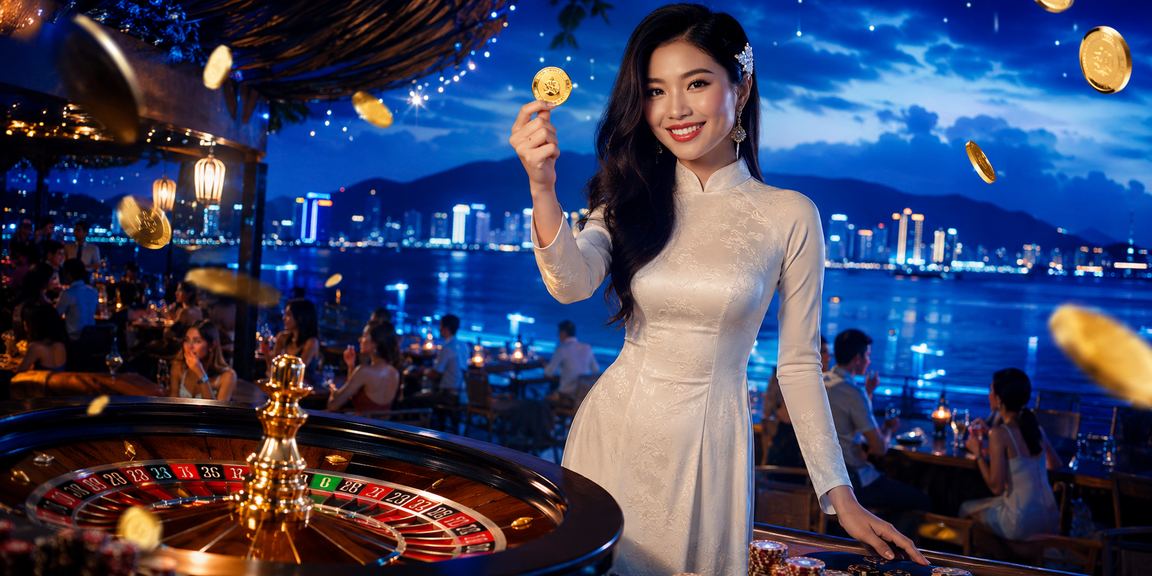 Người dùng chơi roulette trên điện thoại tại Nha Trang trong trang phục áo dài
